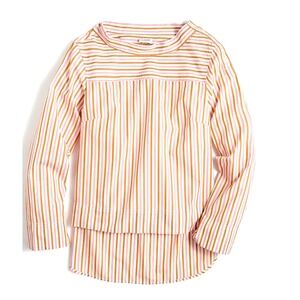 J.Crew Funnelneck Pink White Striped Top in Cotton Poplin 14‎